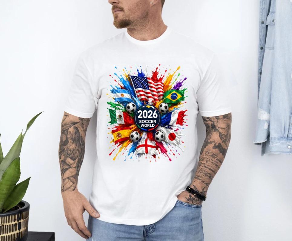 2026 Soccer World USA Flag Burst Fan Tee T-Shirt S разноцветный