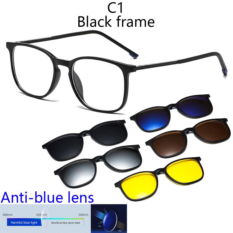 Anti Blue Light Blocking Lens Myopia Sports Magnetic Mirror Sets Polarized Square Sunglasses Sping Hunge Big Metal Frame