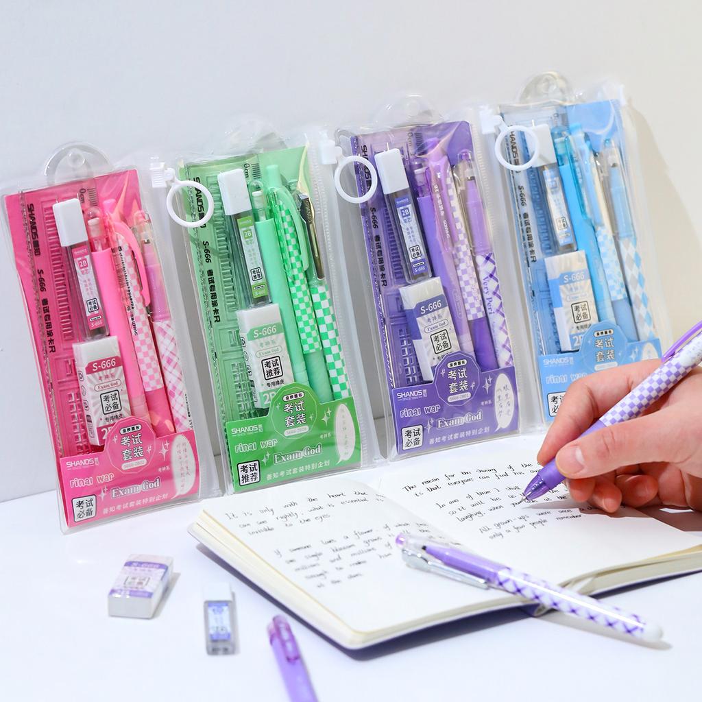 Multi-color 6Pcs/set, Creative Stationery Set, Student School Supplies, Pencil, Eraser, Ruler, Neutral Pen, Study Stationery Set