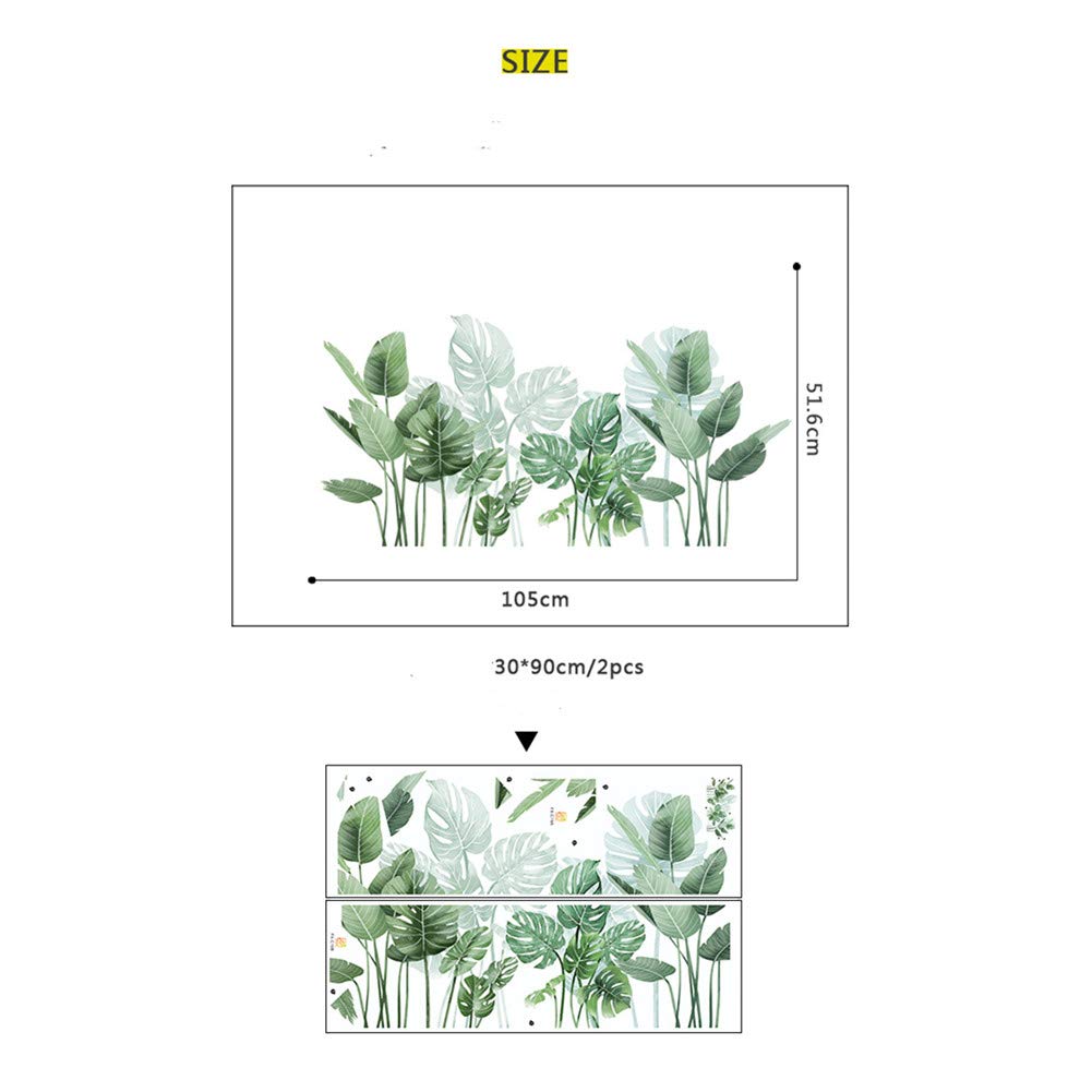 Grüne Blätter Pflanzen Wandaufkleber Aufkleber Kinderzimmer Dekor Kunst für Zuhause 3090CM2PCS Satz