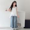 Girls' Korean Style Summer Lace Camisole & Jeans 3-Piece Set
