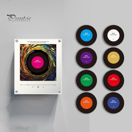 Home Kitchen Music Box Magnetic Refrigerator Player, NFC Enabled Vinyl Record Fridge Magnet, Acrylic Decorative Magnet with Light LED Light,