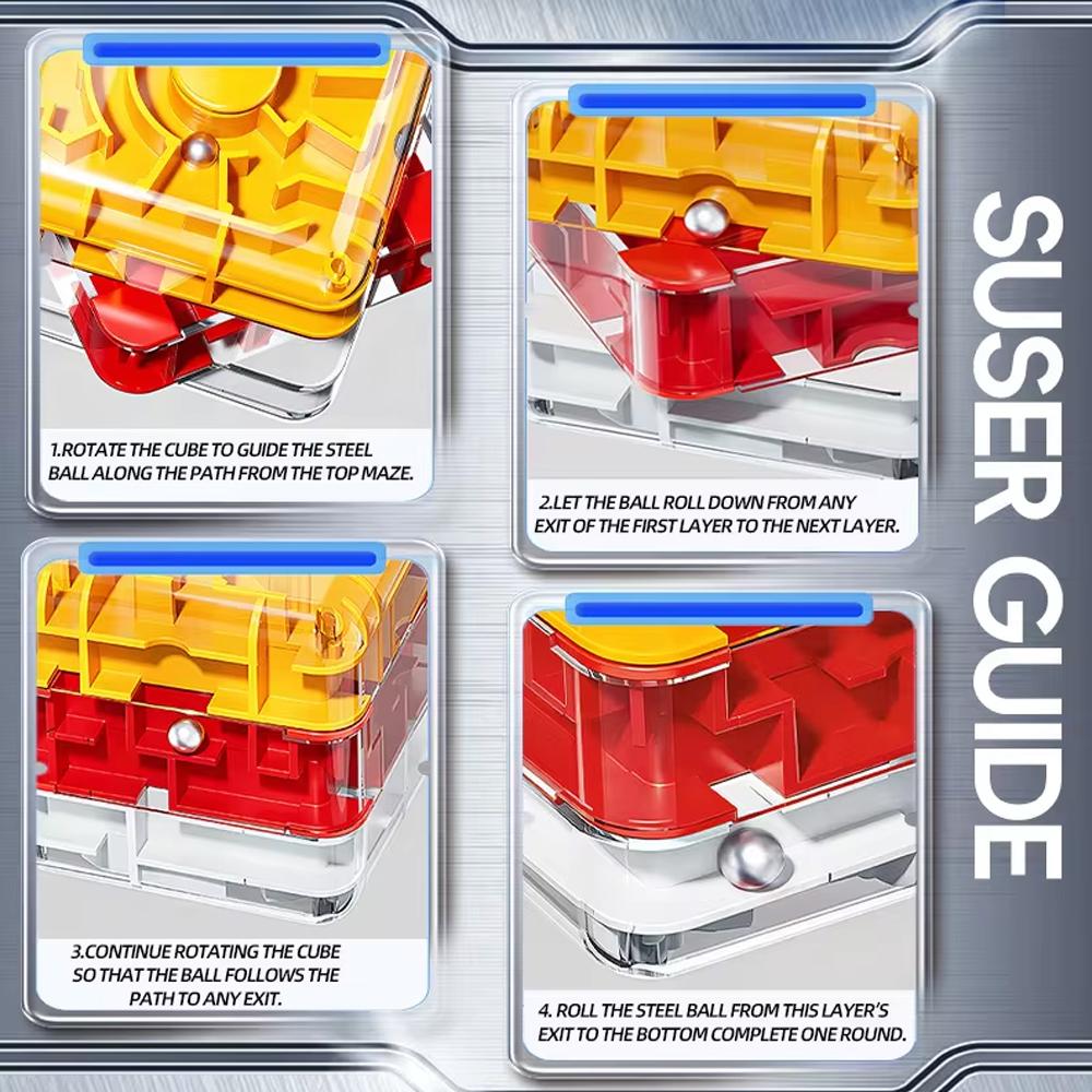 Novelty Fun 3D Maze Ball Interactive Puzzle Roller Cube STEM Learning Toy for Kids Teens Stress Cognitive Skill Game