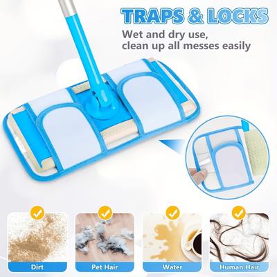 3PCS Microfiber Mop Pads Replacement Refills Compatible with Swiffer Sweeper Cleaner Flat Mop Head Washable Dusting Cloth
