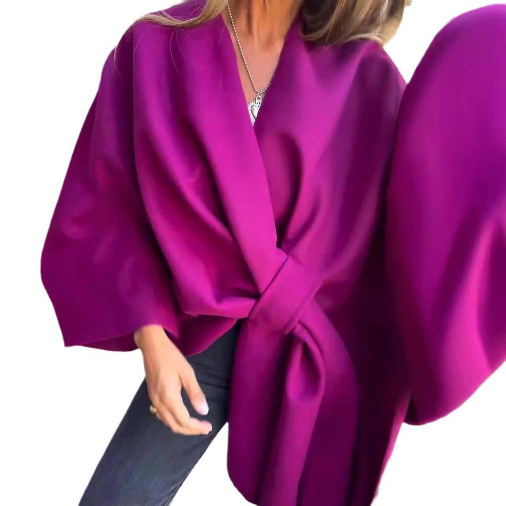 European and American Autumn/Winter Shawl Cloak - Slimming, Warm, Solid Color, Versatile Coat