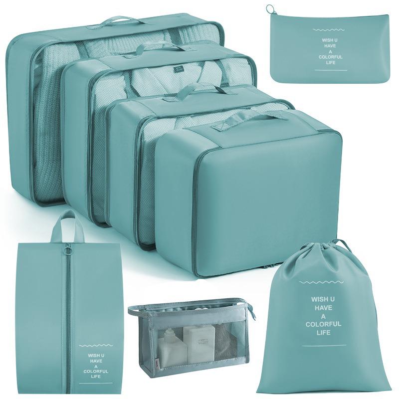 Eight-Piece Waterproof Travel Storage Bag Set for Business Trips - Large Capacity
