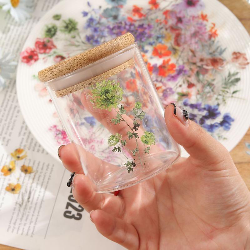 50 Pieces of Transparent Flower Stickers - Suitable for Decorating Phone Cases, Notebooks, Suitcases and Computers.