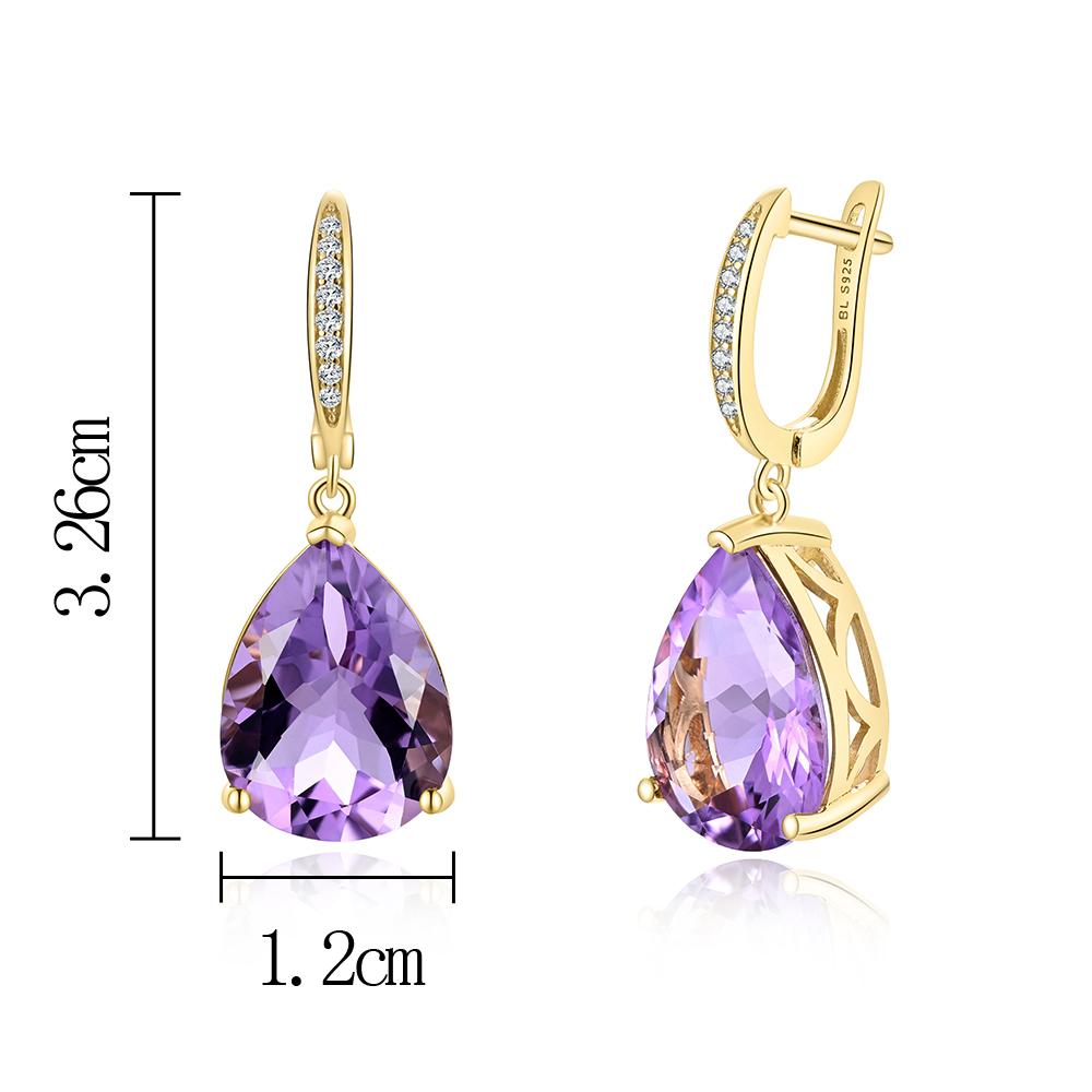Trendy Stunning Dangle Clasp Earrings for Lady S925 Silver Natural Amethyst Febr Birthstone Luxury Jewelry Special Occasion Gift