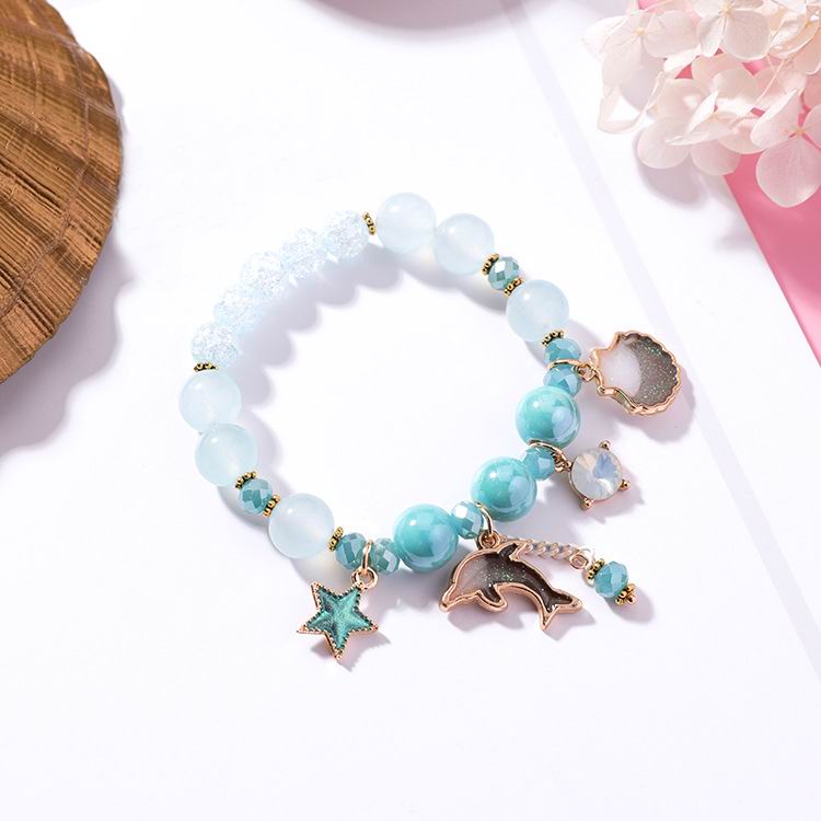 Sleek Stylish Jewelry Simple Style Crystal Stone Beads Bracelets Girls Women Fashionable Ocean Style Dolphin Shell Star Bracelets CuteSimple Bracelets