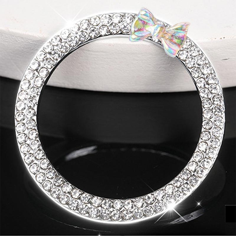 1pc Automobiles Start Switch Button Decorative Diamond Rhinestone Ring Auto SUV Car Decorative Accessories Interior for Girls