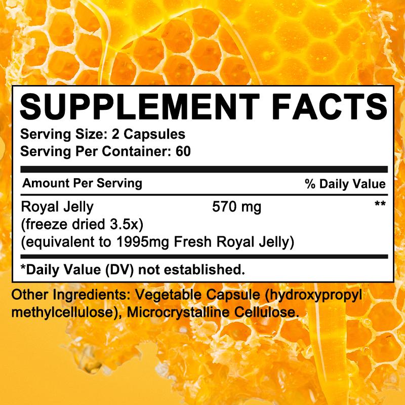 Capsule di Pappa Reale 1995 mg Vegane Integratore Fresco di Pappa Reale 120 Capsule