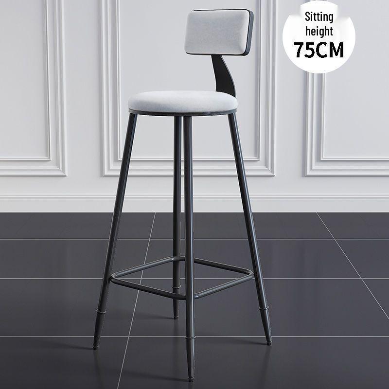 Modern Wrought Iron Bar Stool with Backrest - High Stool for Dining, Light Luxury Design