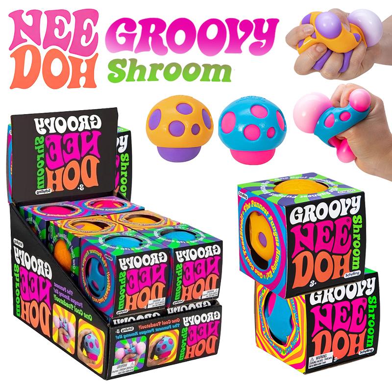 Needoh Groovy Shroom Squishy Fidget Toy Retro Mushroom Soft Stress Ball Non-toxic Squeeze Anti Anxiety Stress Relief Fidget Toy
