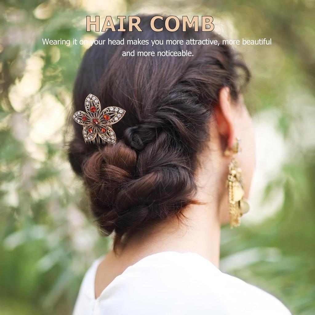 Retro Diamond Hair Accessories: 5pcs Alloy Hair Combs, Hair Veils, and Vintage Hairpins with Pearls