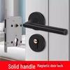 Black Magnetic Door Lock with Silent Handle for Bedroom