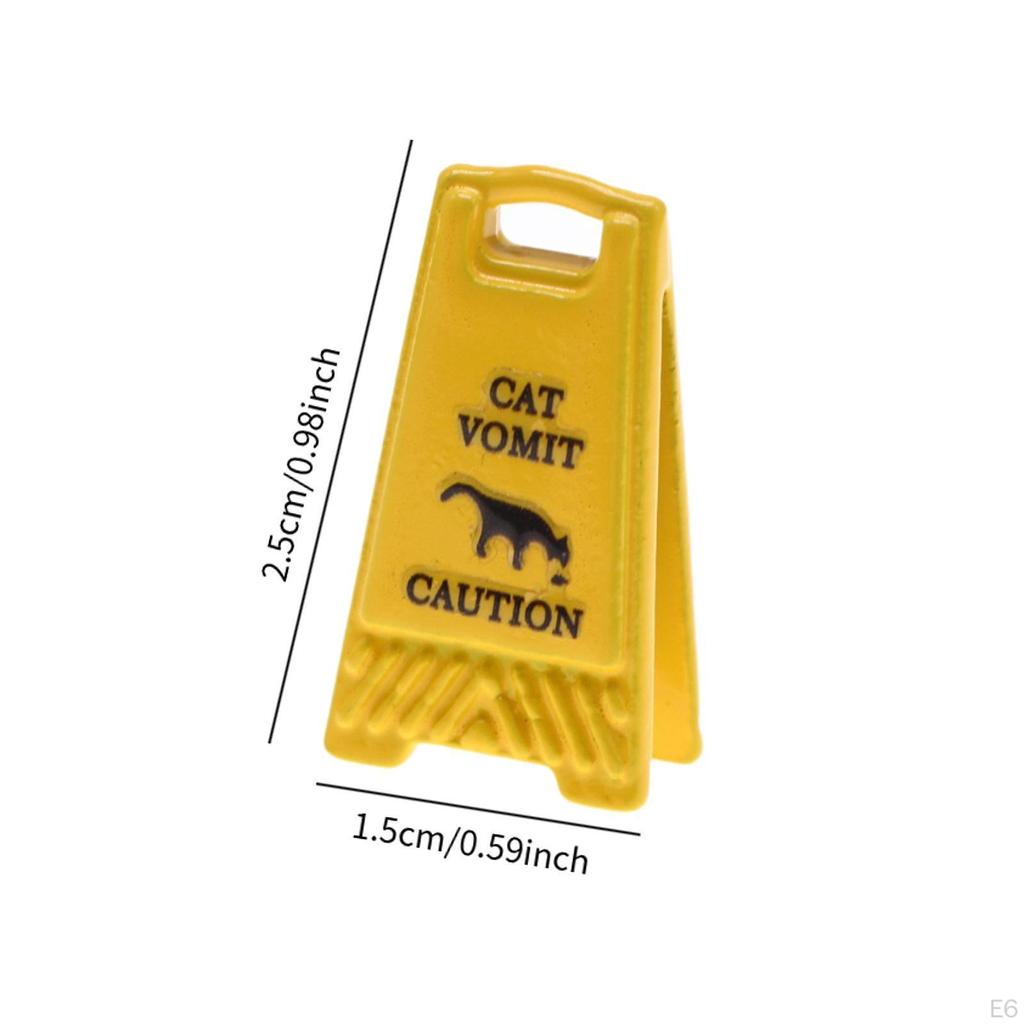 1 Inch Alloy Caution Sign Model for Dollhouse Accessories
