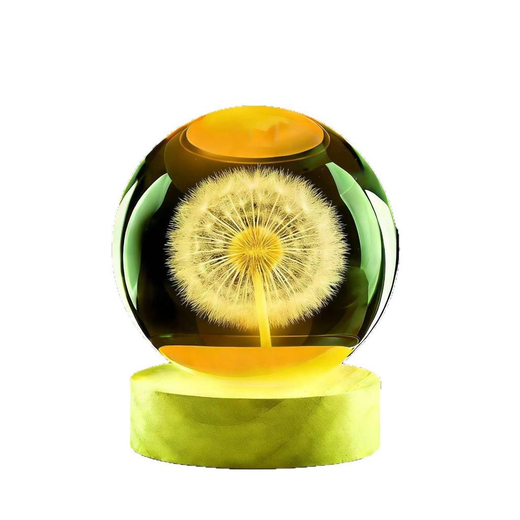 Dandelion Crystal Ball Night Light - Unique Gift for Girls' Birthdays & New Year Ornaments