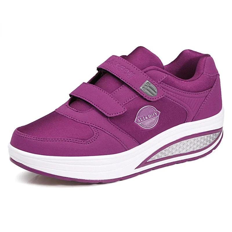 Women's Swing Sneakers Wedge Platform Toning Sports Shoes for Woman Breathable Slimming Fitness Rocking Mom Shoes Thick Sole