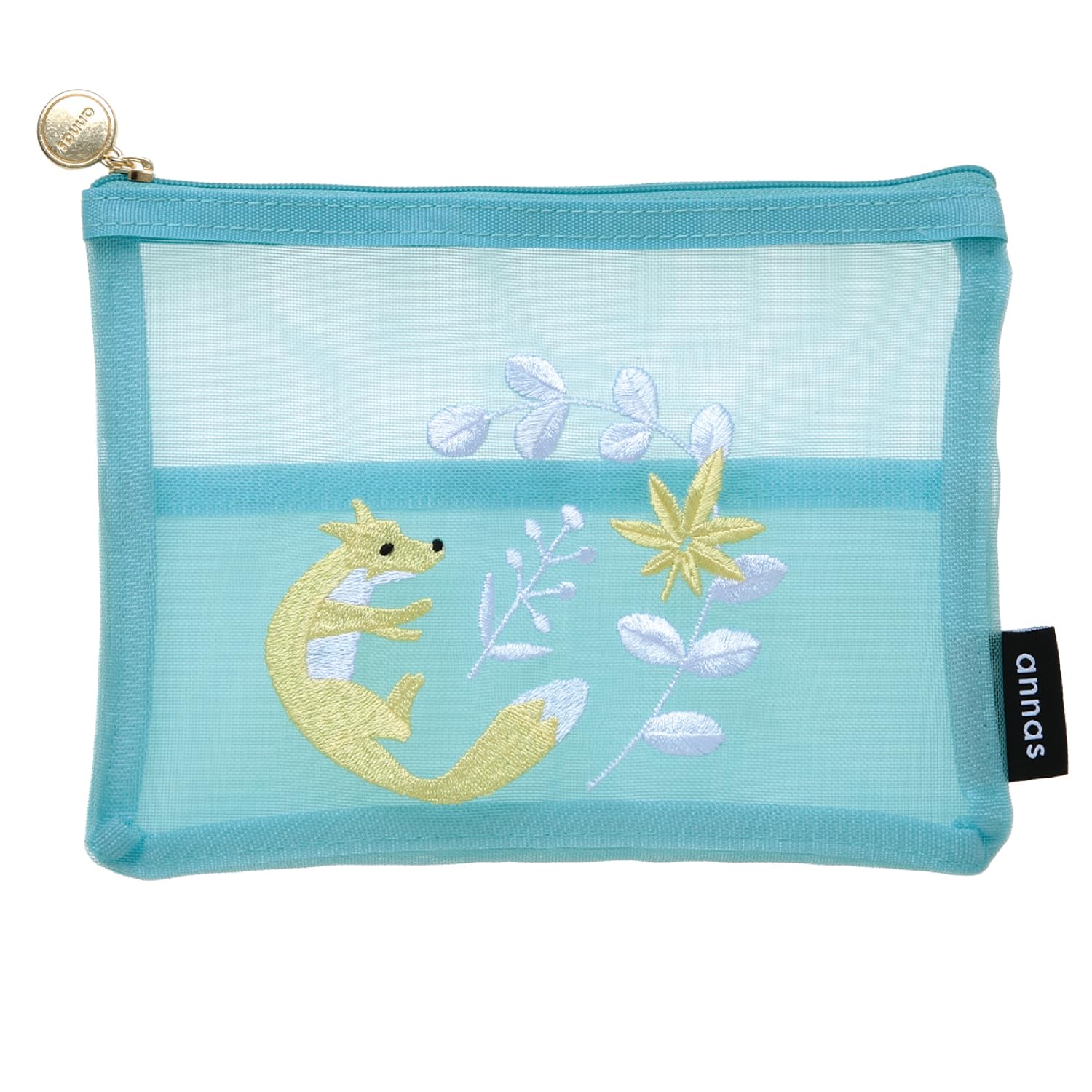 

Gakken Staful annas Embroidered Mesh Fox F15087 Pouch, Design,