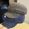 Korean Style Octagonal Hat for Women Thin Plaid Peaked Cap Autumn Student Painter Hat Thin Breathable Beret Trend