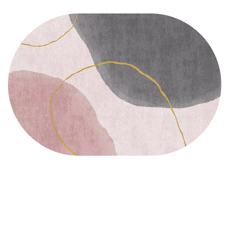 Oval Rugs for Living Room Bedroom Carpet Ins Fashion Minimalism Mats Home Decoration Soft Anti-slip Rug Stadium Shape Floor Mat