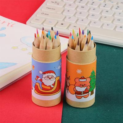 Weihnachtsset 12 Farben Holzfarbstift mit Spitzer Stifte für Kinder Zeichnen Malen Schreibwaren Schulkunstbedarf