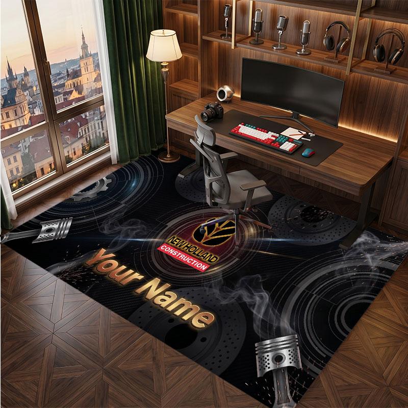 New Holland Personalized Crystal Velvet Carpet, Customized Name Text Soft Anti‑Slip Rug for Living Room Bedroom