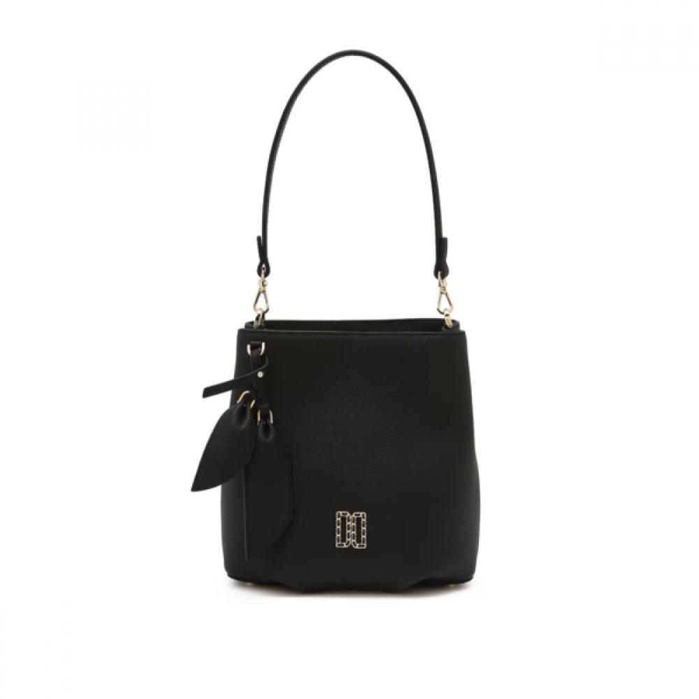 Daks Black Dd Logo Leather Shoulder Bag Dcba6e332bk