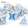 7 Pcs Blue White Metal Dice Solid Metal Polyhedral Dice Set Suitable For Role-Playing Dice PropBoard Game Gift