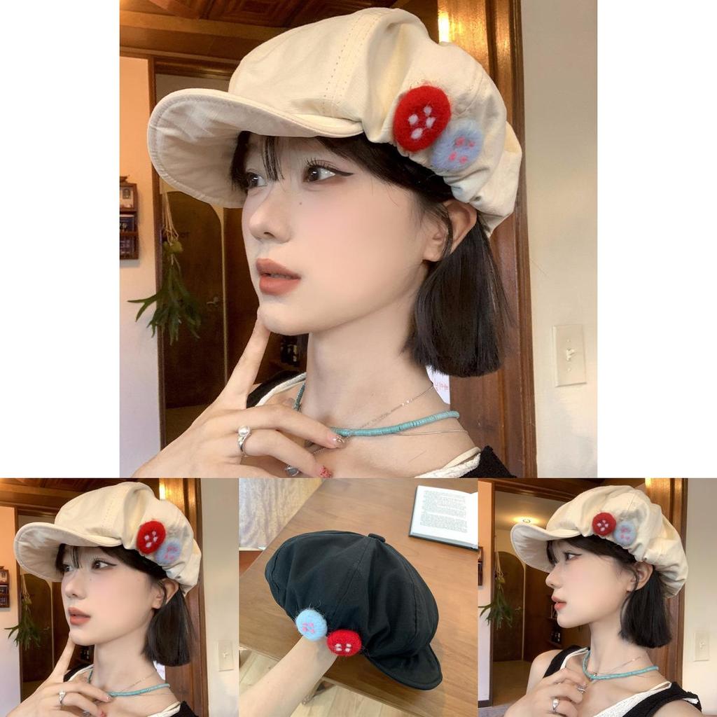 Vintage Japanese Cotton Linen Octagonal Hat For Adults With Colorful Embroidery Design