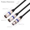 Audio Cable 3Pin XLR Female To Dual- XLR Male Y Splitter Nickel Plated Connectors With Metal Serviceable Ends 0.5M