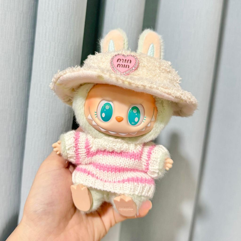Doll Accessories For Labubu V1 V2 Idol Cute Doll Clothes Fashion Sweater Outfit Accessories Sitting Party Pink White Striped Sweater Cup Clothing