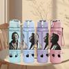 1PC Black White Duo Photo 750ml Sports Water Bottle Leakproof Straw Lid Outdoor Office Home