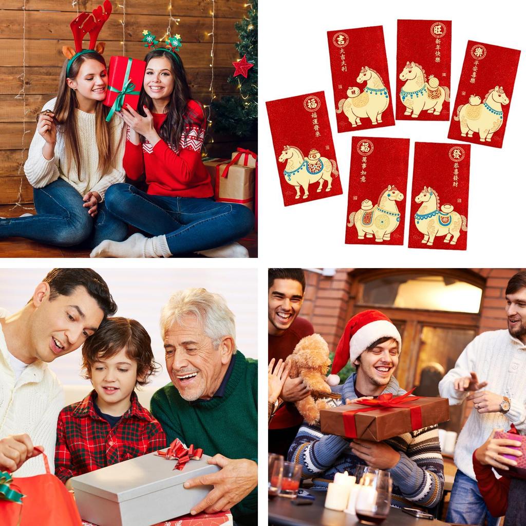 Red Envelopes For Money Gold Foil Embossing Traditional Year Of The Horse Red Envelopes 2026 For Marriage Engagement Birthday