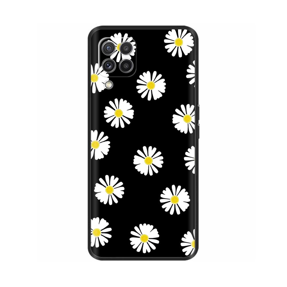 For Samsung A12 M12 F12 Case Stylish Painted Cover Soft Liquid Silicone Phone Case For Galaxy A12 A M F 12 Fundas TPU Capa Black