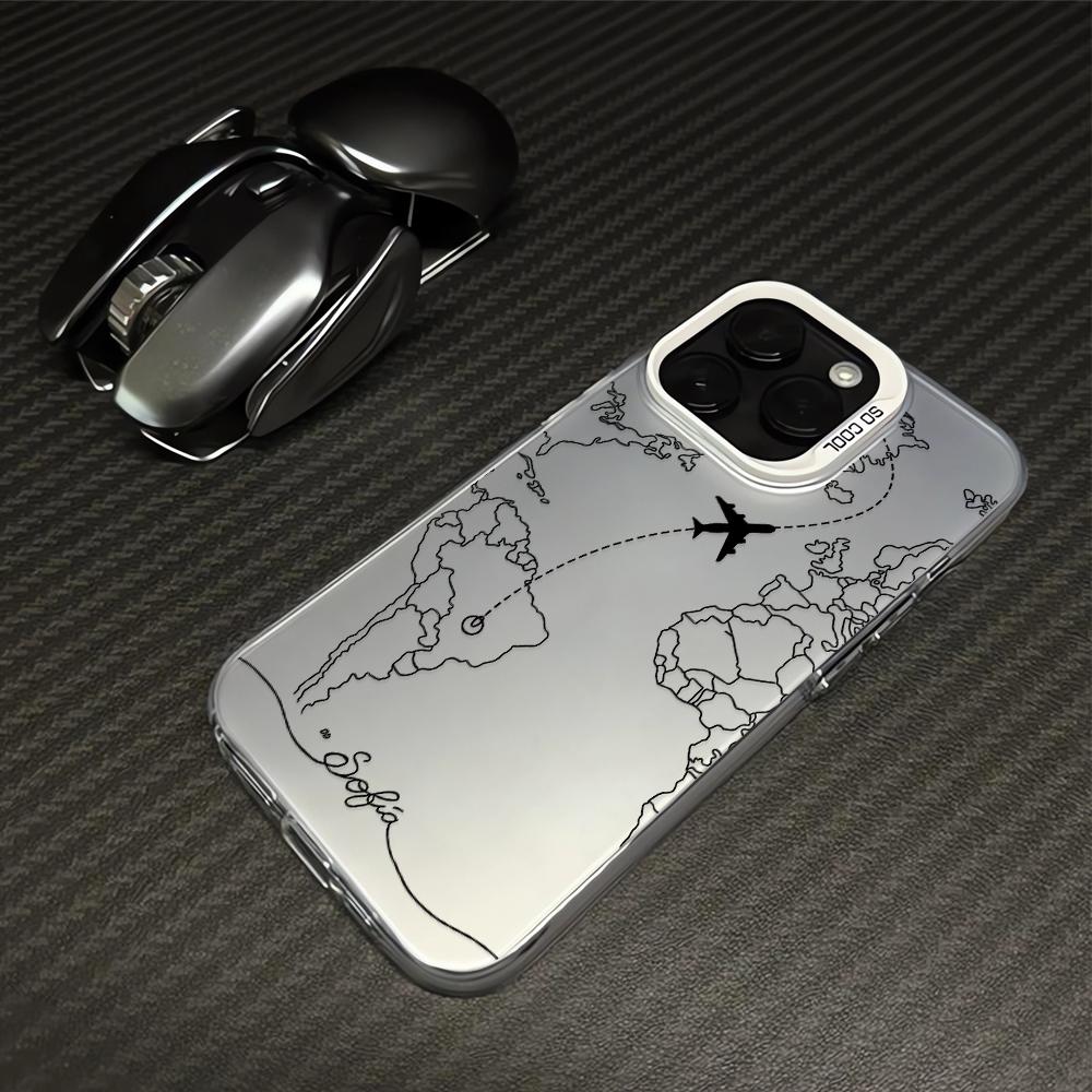 Travel-nspired Airplane Route Desian Phone Case For iPhone 15 14 13 12 11 16 Pro Max 16E 7 8 Plus X XR XS SE2 Soft Cover