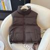 Double-sided wear contrasting color collar down cotton vest women's short loose sleeveless vest autumn and winter casual warm outer coat