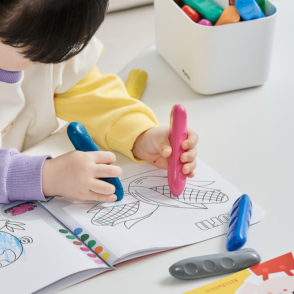 Atti Rabbit Baby Toddler Crayons 16 Colors Non Stick Easy Grip Washable Crayons