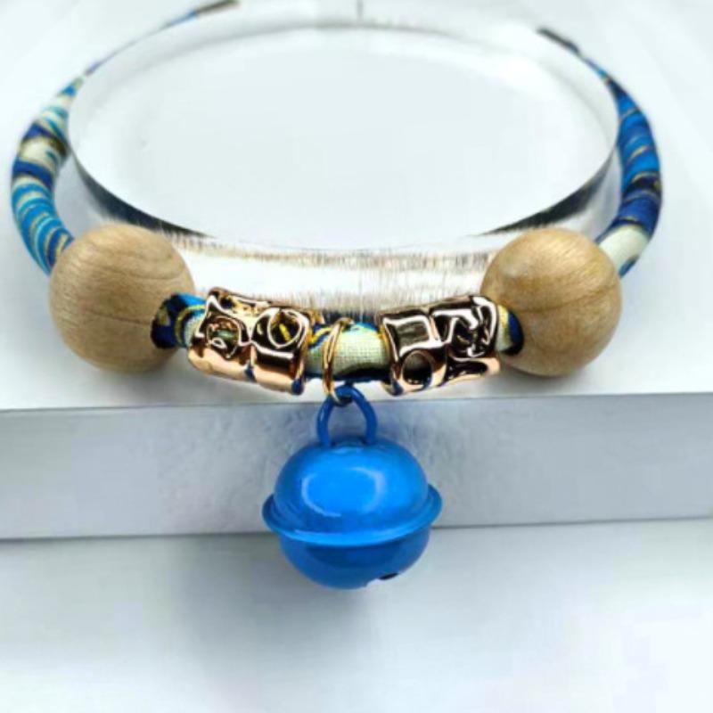 Pet Insect-proof Collar, Sandalwood Bead, Dog Collar, Money Cat Neck Collar, Alloy Head, Adjustable Bell
