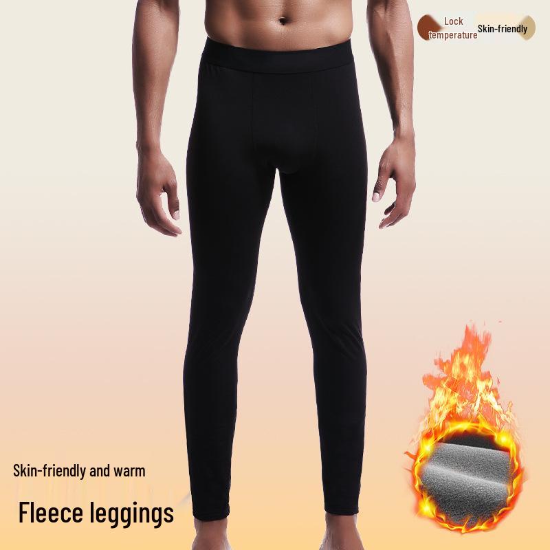 Men's Fleece-Lined Thermal Pants - Plus Size, Thin Style, Autumn/Winter Base Layer Pants