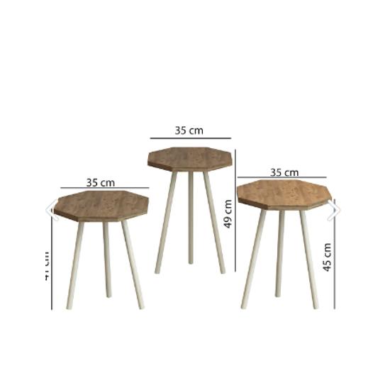 3 Pcs Nesting Table Octagonal Model Nesting Table Hornbeam Leg Octagon Hornbeam Leg Nesting