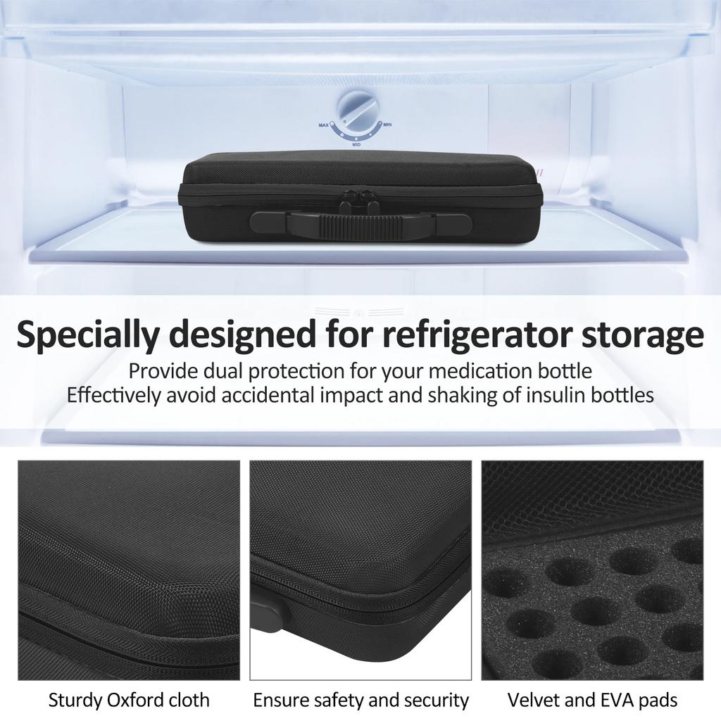 Portable Insulin Cooling Storage Box 60 Slot Insulin Vial Protector Case Suitable for Standard 5-10ml Vial Medicine Organizer
