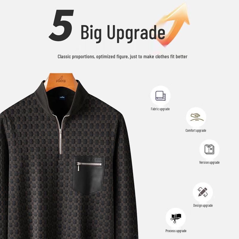 FORTEI Men's Textured Half-Zip Pullover Sweatshirt