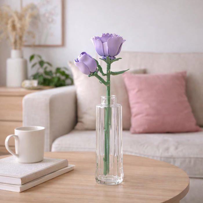 Fleur Décorative à Construire - Rose Mauve - 48 Pièces - Plastique ABS - DIY Relaxant