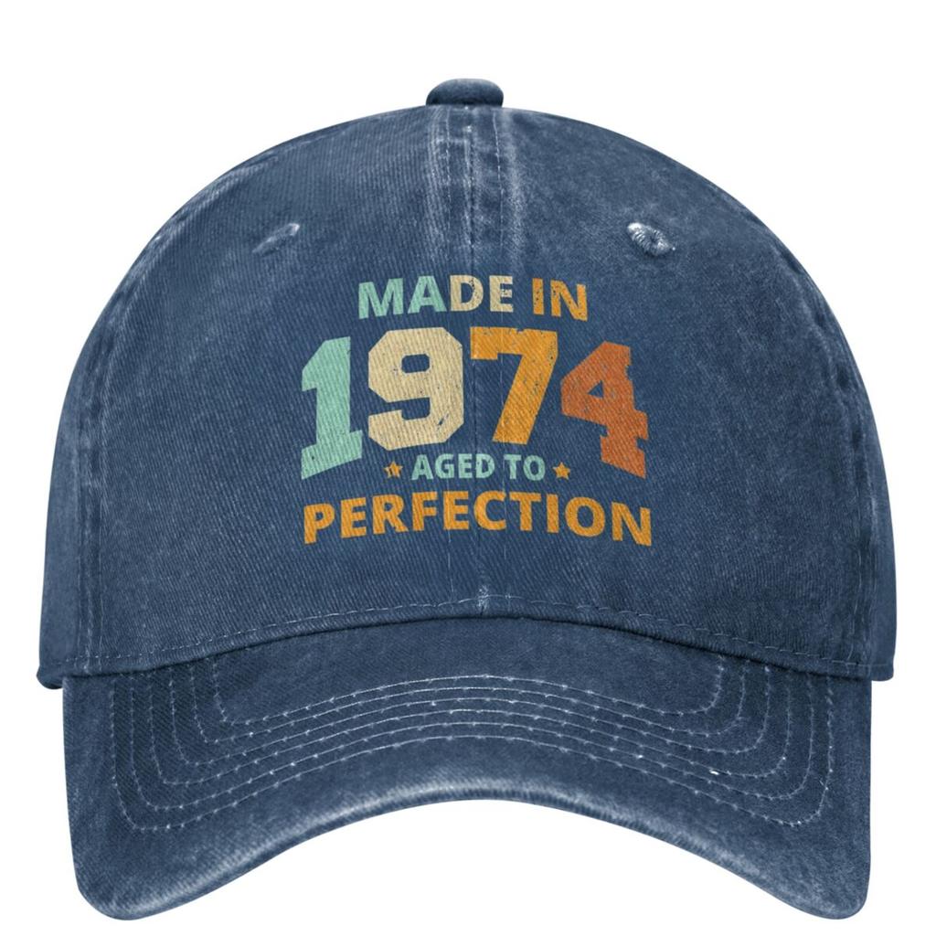Made In 1974 Aged To Perfection Baseball Cap Merch Classic Distressed Cotton Vintage 50th Birthday Dad Hat Workouts Caps Hat
