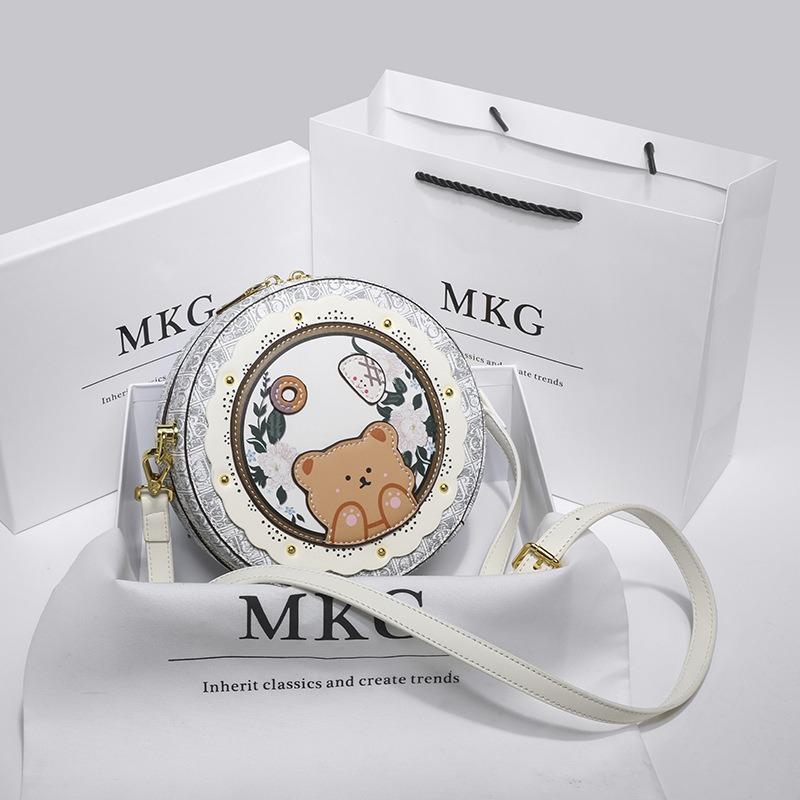 Birthday Gift Leather Niche Cute Small Round Bag Women's Versatile Bag Messenger Bag Summer New Small Bag