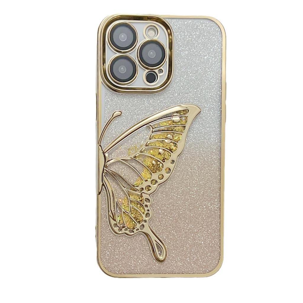 Electroplating Dream Butterfly Quicksand IPhone 16 Mobile Case Gradient Glitter Powder Applicable To Apple 15 ProMax Protective Case for Women