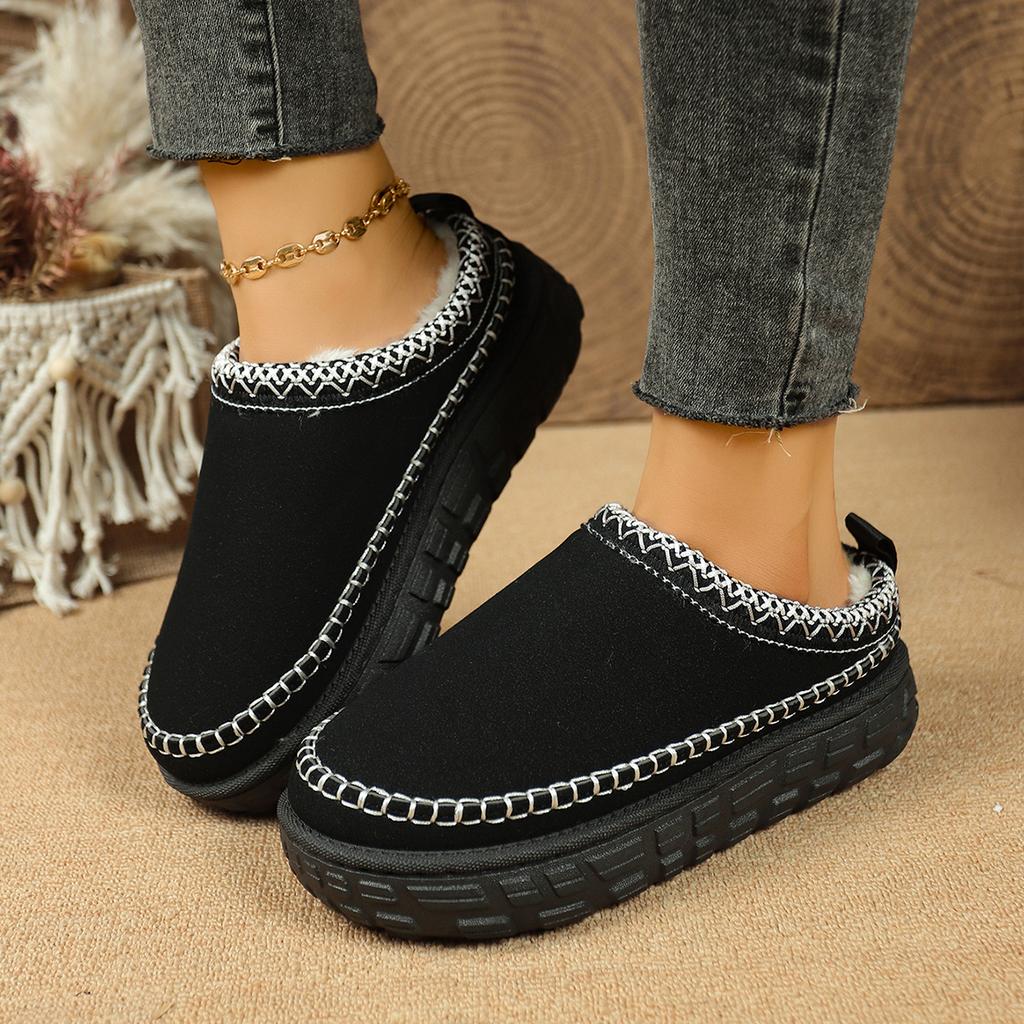 Women Boots 2025 New Keep Warm Shallow Mouth Shoes Retro Winter Snow Ankle Boots Platform Casual Flats Slippers Women