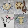 Deer/Elephant/Cheetah/Bear/Dog/Leopard Costume Set Ear Headbands Tail Bows Halloween Christmas Animal Cosplays Costume