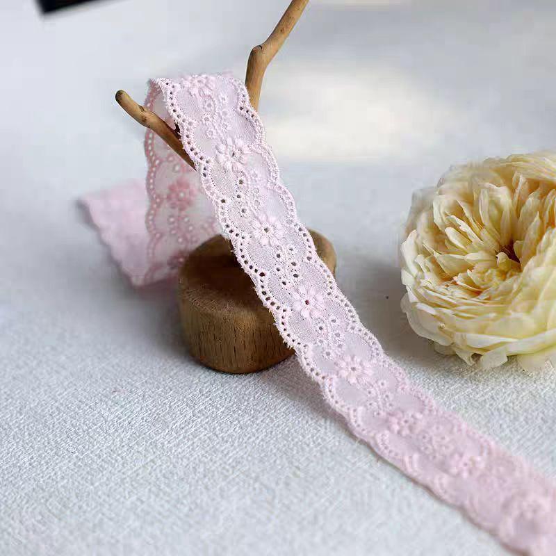 2 meter Blå Rosa Blomster Kant Broderi Blonder Bånd Kjole Klær Sy Tilbehør